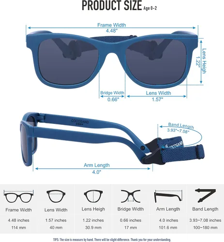 Miniatura 6 de COCOSAND Baby Sunglasses with Strap Square Frame UV400 Protection for Infant Baby Girl Age 0-24months