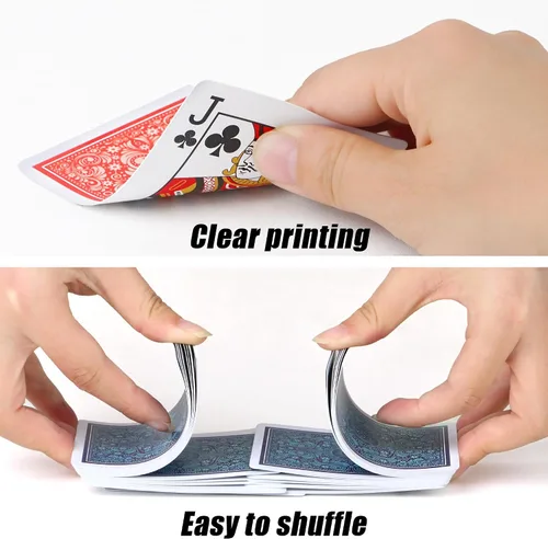 Miniatura 5 de Cartas de Juego de Plástico Impermeables 2 Paquetes, Mazos de Cartas de Póquer para Adultos, Tamaño Póquer Índice Regular, Adecuadas para Varios