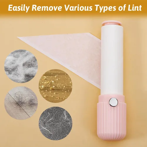 Miniatura 3 de 1 paquete de mini rodillo de pelusa con 150 hojas adhesivas recargable compacto removedor de pelusa de bolsillo para viajes, removedor de pelo