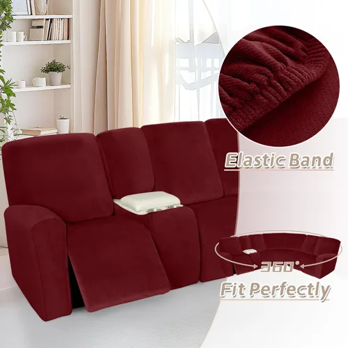 Miniatura 323 de Arfntevss Fundas de sofá seccional reclinable de terciopelo, Funda de sofá seccional de esquina para sofá reclinable, Funda elástica suave