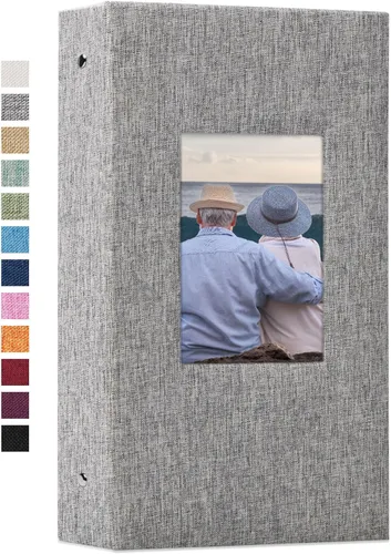 Vienrose - Álbum de fotos de lino con 300 bolsillos de 4 x 6 pulgadas, cubierta de tela, para bodas, familias, aniversarios y bebés Gris