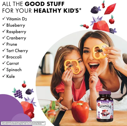 Miniatura 4 de Bluebonnet Nutrition Rainforest Animalz - Tableta masticable de vitamina D3 de 400 UI, sin soja, lácteos y gluten, sin OMG, certificado Kosher, apto