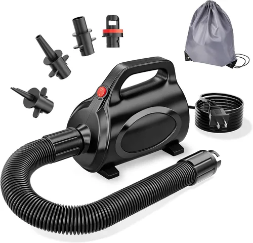 Miniatura 8 de Bomba de aire eléctrica para inflables, colchón de aire, inflador/deflector de llenado rápido de 500 W/650 W con 4 boquillas, CA portátil de 110 a