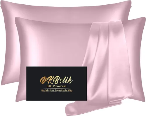 Miniatura 46 de Funda de almohada de seda para cabello y piel, fundas de almohada de seda de morera tamaño estándar, anti-acné, refrescante para dormir, seda Rosa
