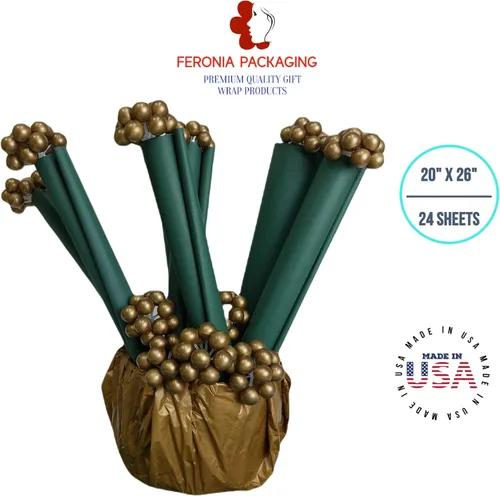 Miniatura 6 de Cuadrados de papel de seda verde bosque, 24 hojas a granel, papel de regalo premium y suministros de arte para cumpleaños, vacaciones o regalos por