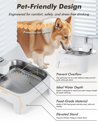 Miniatura 5 de Dispensador automático de agua para perros con grifo patentado, dispensador de agua para gatos de gran gravedad de 6 litros con asa, filtro y base