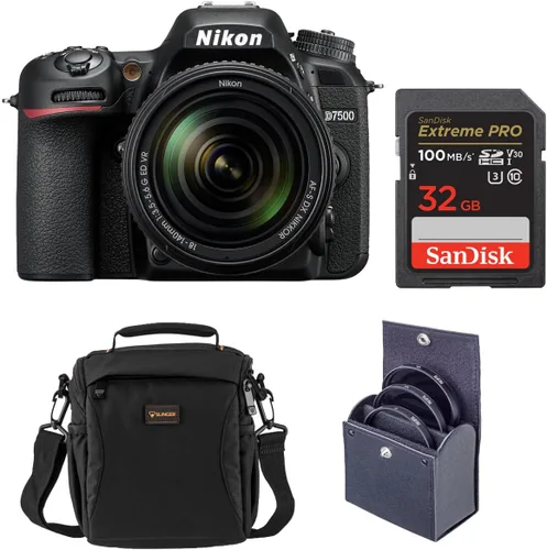 Miniatura 8 de Nikon D7500 DX-Format DSLR Cámara con AF-S DX NIKKOR 0.709-5.512 in f/3.5-5.6G ED VR, paquete con tarjeta de memoria de 32GB, bolsa, kit de filtro