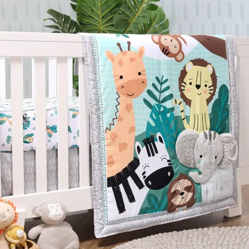 Miniatura 6 de El juego de ropa de cuna de 3 piezas de The Peanutshell para niños y niñas - Decoración de cama de guardería para recién nacidos, bebés y niños