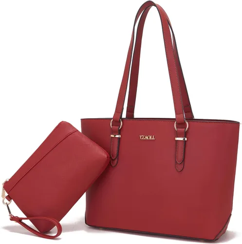 Miniatura 12 de YZAOLL Bolsos para mujer de cuero sintético, medianos y grandes, bolso de hombro, cartera, juego de bolso de mano y billetera