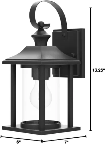 Miniatura 3 de 73478 - Farol de iluminación exterior negro para patio o porche con cristal transparente
