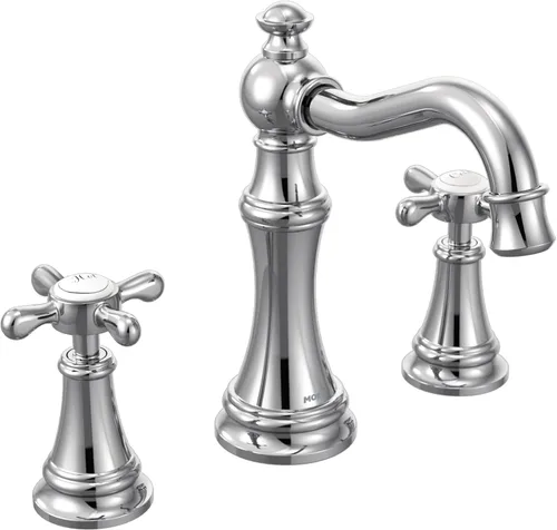 Miniatura 17 de Moen Weymouth Grifo de baño de dos manijas de oro cepillado de amplio alcance con mango cruzado, requiere válvula, TS42114BG
