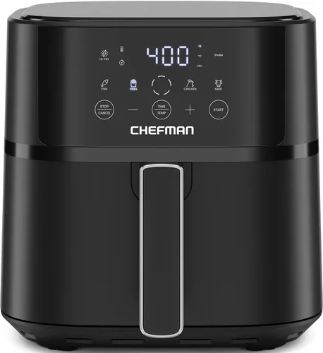 Chefman - Freidora de aire de 6 QT compacta para comidas rápidas y fáciles en minutos, cuenta con tecnología Hi-Fry para una textura extra