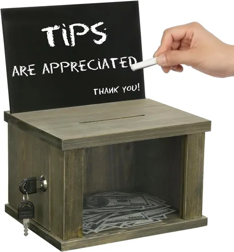 Miniatura 9 de MyGift Caja de colección de madera maciza quemada rústica montada en la pared con tarjetero de metal negro, caja de comentarios y sugerencias