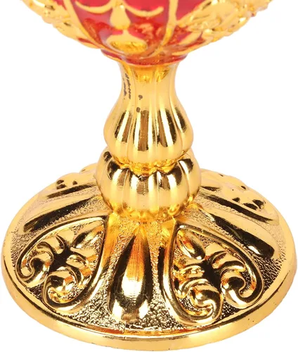 Miniatura 8 de Zerodis Cáliz dorado de aleación de zinc de 4 pulgadas de alto, diseño retro en relieve, elegante taza para banquete de fiesta (rojo dorado)