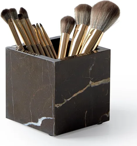 Miniatura 11 de Portacepillos de mármol natural lujoso real y organizador de brochas de maquillaje y soporte para bolígrafos para escritorio, portautensilios