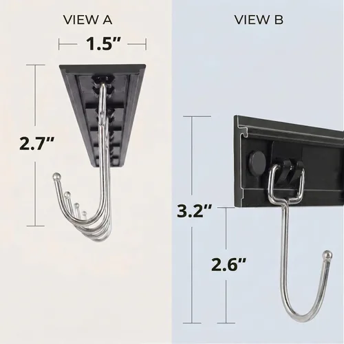 Miniatura 3 de 2 piezas Estantes para Utensilios con 6 Ganchos Soporte para Tazas de 11 Pulgadas Debajo del Gabinete Soportes para Utensilios de Cocina Negro