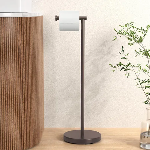 Miniatura 13 de KES Soporte de papel higiénico de 26 pulgadas de alto (versión más grande), soporte de rollo de papel higiénico independiente con base pesada