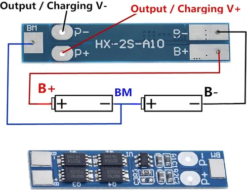 Miniatura 3 de 6 unids 2S 7.4 V 8.4 V 8 A 18650 placa de protección de batería PCB BMS módulo de protección para celda de batería de litio de iones de litio