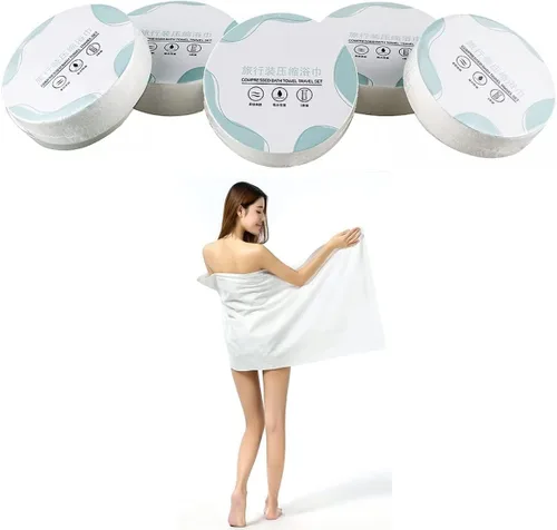 Toalla comprimida grande de 42 x 27 pulgadas, toallas de baño de algodón desechables, portátiles ligeras y reutilizables, adecuadas para senderismo,