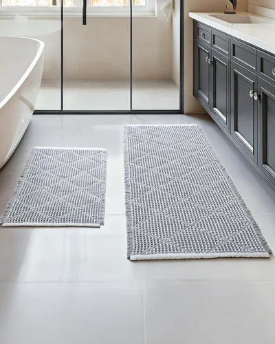 Miniatura 10 de Furicher Juego de Alfombras de Baño Waffle, Juego de Alfombras de Baño Antideslizantes de 2 Piezas, Alfombra Larga Ultra Absorbente para Baño