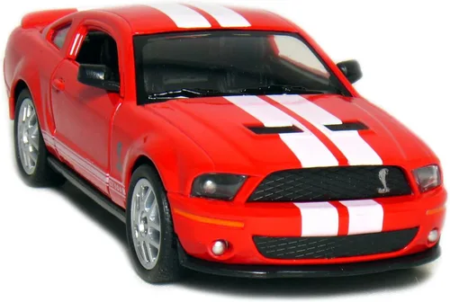 Miniatura 3 de KiNSMART Ford Shelby GT500 2007 con rayas de carreras escala 1:38 5 pulgadas de metal fundido a presión modelo de juguete Muscle Car (4 unidades)
