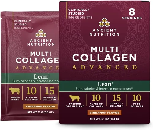 Ancient Nutrition Péptidos de colágeno hidrolizados avanzados, proteína en polvo magra con probióticos y vitamina C, canela, para mujeres y hombres,