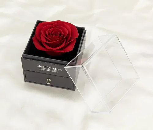 Miniatura 6 de Hyindoor Collar con 100 idiomas diseño de rosa eterna caja de joyería de flores eternas regalo de cumpleaños día de San Valentín cumpleaños día