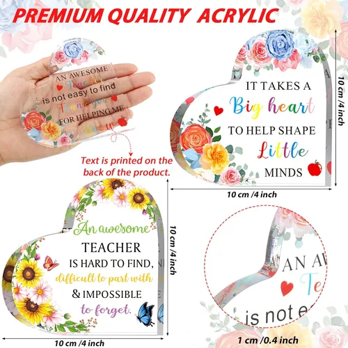 Miniatura 2 de Bucherry 4 piezas de regalos de agradecimiento para profesores, regalos de fin de año, placa acrílica, pisapapeles, agradecimiento para mujeres