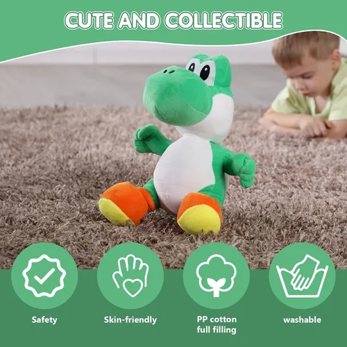 Miniatura 3 de Yoshi - Juguetes de peluche, serie Mario All-Stars de 13 pulgadas, color verde, ideal para Navidad, cumpleaños y más