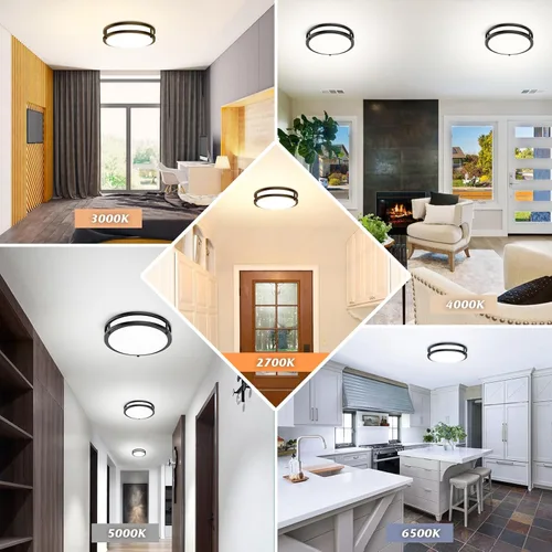 Miniatura 7 de Lámpara de techo empotrada negra, 30 W, 4000 lm, 5CCT, regulable, accesorio de lámpara de techo LED, 2700 K/3000 K/4000 K/5000 K/6500 K, ajustable