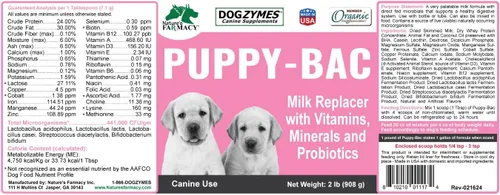 Miniatura 3 de Dogzymes Puppy-Bac - Sustituto de leche (2 libras) con microorganismos vivos y enzimas 441 millones de UFC/gramo Mezcla 1:4
