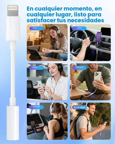 Miniatura 6 de Adaptador Lightning a conector de auriculares de 0.138 in con certificación MFi de Apple, calidad de audio premium y chip DAC para escuchar música