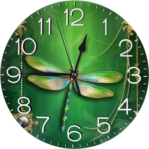 Miniatura 11 de Reloj de pared redondo con diseño de mariposa, silencioso, sin tictac, funciona con pilas, relojes de escritorio silenciosos de cuarzo