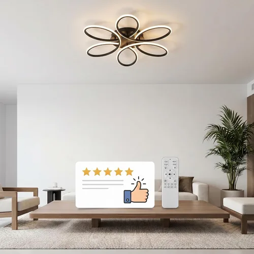 Miniatura 7 de Moderna lámpara LED de techo, 23 pulgadas, 70 W, con control remoto/aplicación, lámpara de montaje empotrado regulable para sala de estar, comedor