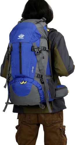 Miniatura 4 de WoneNice Mochila de senderismo impermeable de 50L (45+5) - Mochila deportiva al aire libre con cubierta de lluvia Sapphire Blue