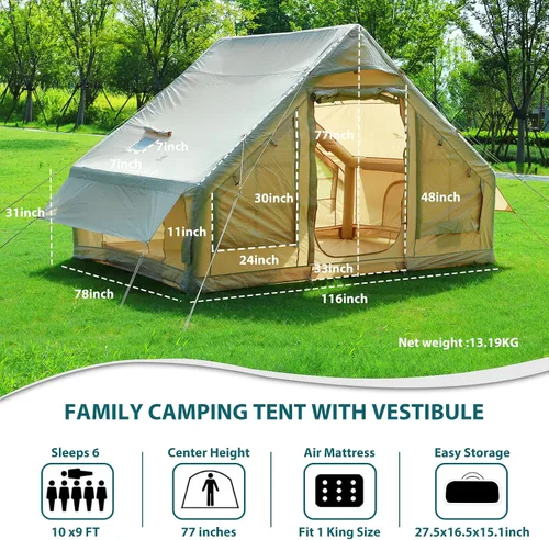 Miniatura 3 de Nice C Tienda de campaña inflable para acampar, tienda de campaña para adultos, tiendas de campaña hinchables, con bomba de aire, válvula de aire