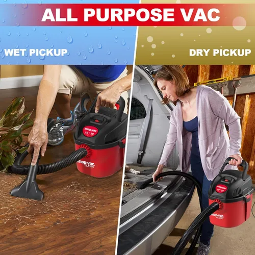 Miniatura 6 de Shop-Vac 2021000 Aspiradora húmeda y seca de 1 galón y 1 HP máximo, microaspiradora compacta portátil con soporte de pared de mango plegable y Rojo