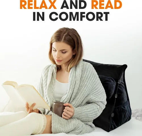Miniatura 4 de Cheer Collection Almohada de cuña de lectura, almohada de TV con almohada ajustable, soporte de espalda de espuma viscoelástica para sofá y cama