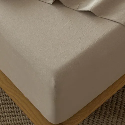 Miniatura 33 de MooMee Sábana bajera ajustable de solo 100% algodón lavado con textura parecida al lino, transpirable, duradera, suave, cómoda, bolsillo profundo