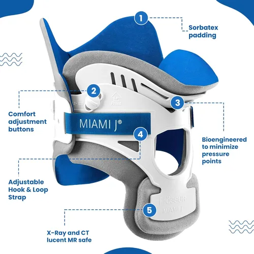 Miniatura 2 de Ossur Collar cervical Miami J - Alivia el dolor y la presión en la columna vertebral Inmovilizador de vértebras C-Spine Almohadillas
