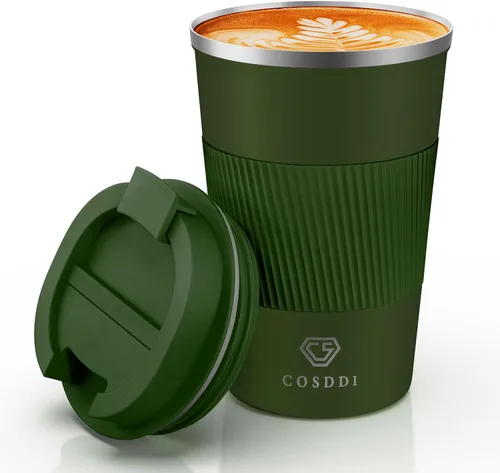Miniatura 23 de Vaso térmico de acero inoxidable de 12 onzas con aislamiento al vacío, taza de viaje a prueba de derrames con tapa, para mantener caliente/café