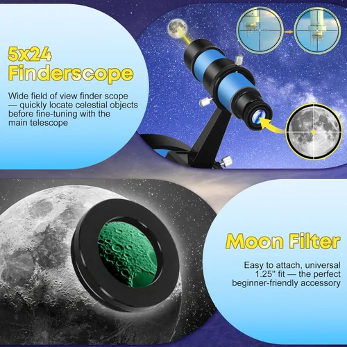 Miniatura 6 de Telescopio150EQ para adultos de alta potencia, telescopio reflector newtoniano profesional para principiantes en astronomía, con bolsa