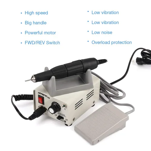 Miniatura 8 de Fuerte 90 65 W 35000 RPM profesional máquina de taladro de uñas de acero inoxidable pedicura uñas pulido manicura máquina