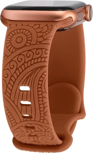 TOYOUTHS Correa deportiva de silicona suave y elegante con estilo bohemio y grabado compatible con Apple Watch Band de 42/44/45/46/49mm para mujeres