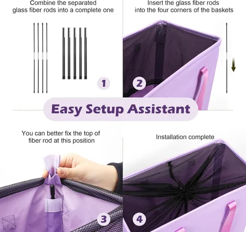 Miniatura 3 de Odonata Cesta de lavandería plegable con asas delgadas, cesta de ropa sucia estrecha, bolsa de lavandería estrecha, cesta plegable para ropa sucia
