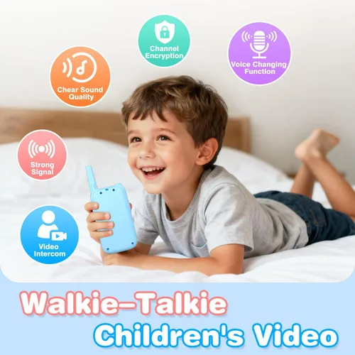 Miniatura 3 de Walkie Talkies de video para niños, paquete de 2 Walkies talkies recargables para niños, juguetes para interiores y exteriores, para campamento