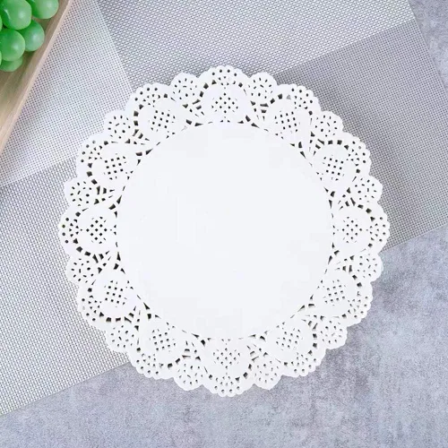 Doilies de papel, 100 piezas de 5.5 pulgadas de encaje, manteles individuales redondos de papel decorativo a granel para pasteles, desierto, boda,