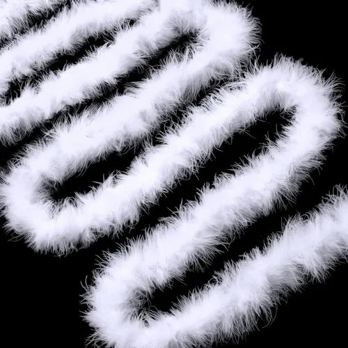 Cindeer Boas de plumas blancas de marabú, plumas naturales, guirnalda de plumas para manualidades, boa fina y esponjosa para decoración de fiestas