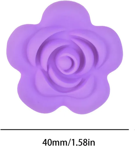 Miniatura 2 de 10 cuentas de silicona de 1.575 in con diseño de flores focales, espaciadores coloridos con forma de rosa divertida para manualidades, guirnalda