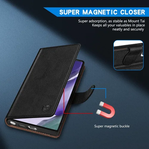 Miniatura 3 de ZZXX Funda tipo cartera para Samsung Galaxy Note 20 Ultra con bloqueo RFID, ranura para tarjetas, función atril, cierre magnético, funda protectora